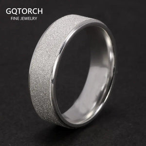 Real Pure 925 Sterling Silver Rings for Women and Men Rough Surfaced Shinning Simple Couple Ring Wedding Band for Lovers - GQTORCH Jewelry
