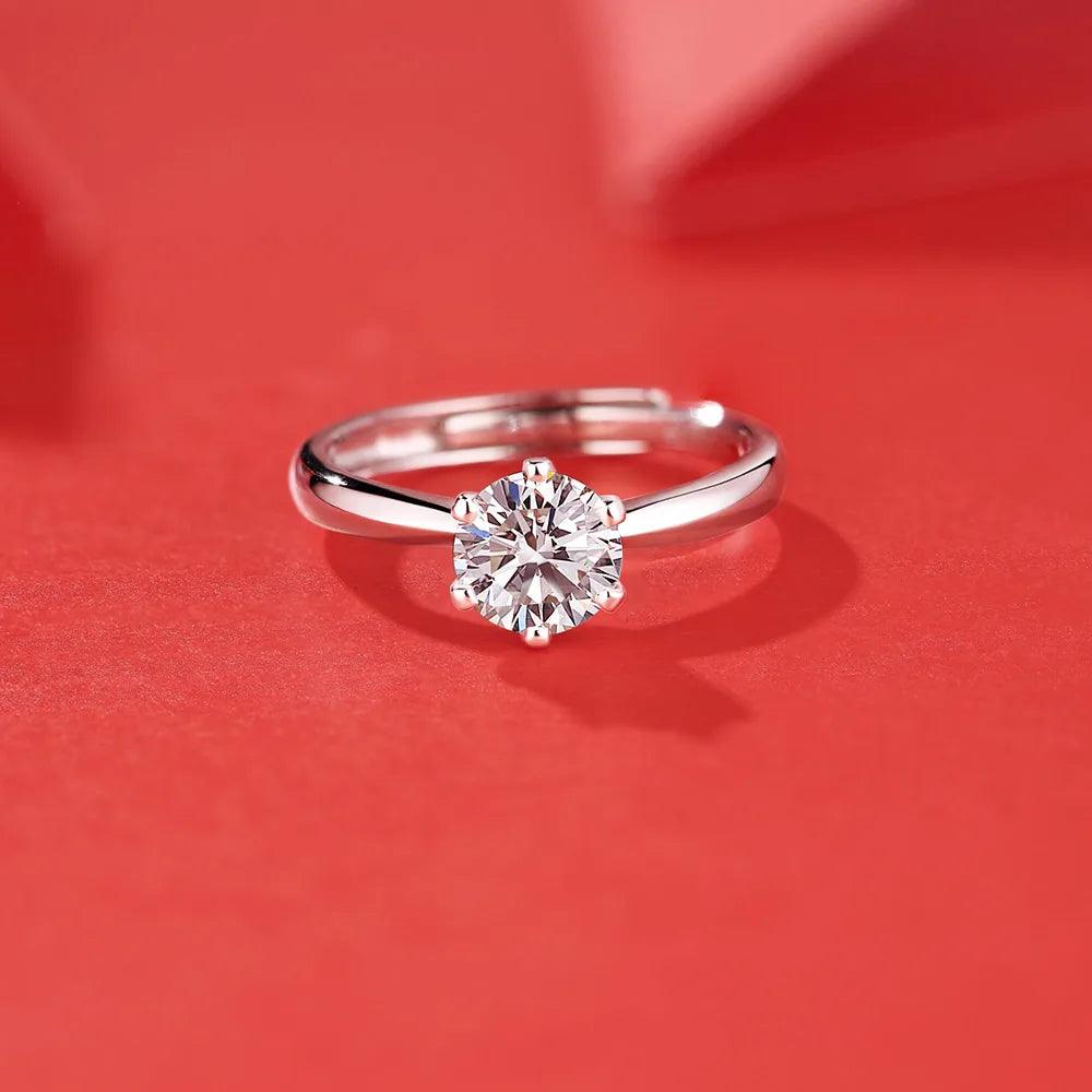 Wedding Rings Classic 0.5-3 Carat 6 Claws 925 Silver Sterling Marquise Moissanite Ring Round Brilliant Cut Rings For Women - GQTORCH Jewelry