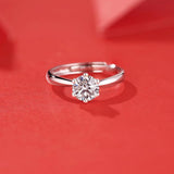 Wedding Rings Classic 0.5-3 Carat 6 Claws 925 Silver Sterling Marquise Moissanite Ring Round Brilliant Cut Rings For Women - GQTORCH Jewelry
