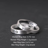 Solid 999 Sterling Silver Jewelry Couple Bangles for Lovers' Sun and Moon Engraved Design Retro Punk Steampunk Accessories - GQTORCH Jewelry