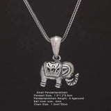 Solid 990 Fine Silver Antiqued Elephant Pendant Necklace for Men Women Punk Retro 925 Sterling Silver Chain Necklace Y2k Jewelry - GQTORCH Jewelry