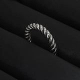 925 Sterling Silver Twisted Ring for Women Men Adjustable Braided Twist Rope Rings Simple Retro Fashion Handmade Party Jewelry