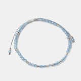Small Beads Bracelets For Women Handmade Sea Blue Natural Stone 925 Sterling Silver Friendship Adjustable Beaded String - GQTORCH Jewelry