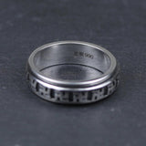 Real Pure 925 Sterling Silver Rotatable Rings Om Mani Padme Hum For Women And Men Prayer 6mm Shurangama Mantra Buddhism Jewelry - GQTORCH Jewelry