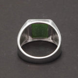 Real 925 Sterling Silver Green Agate Ring for Men Square Shape Natural Gemstone Band Minimalism Jewelry - GQTORCH Jewelry