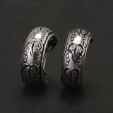 Real 925 Sterling Silver Retro Hoop Earrings for Women Men Geometric Heart Wheat Leaf Whale Vintage Punk Rock Ear Jewelry Gift