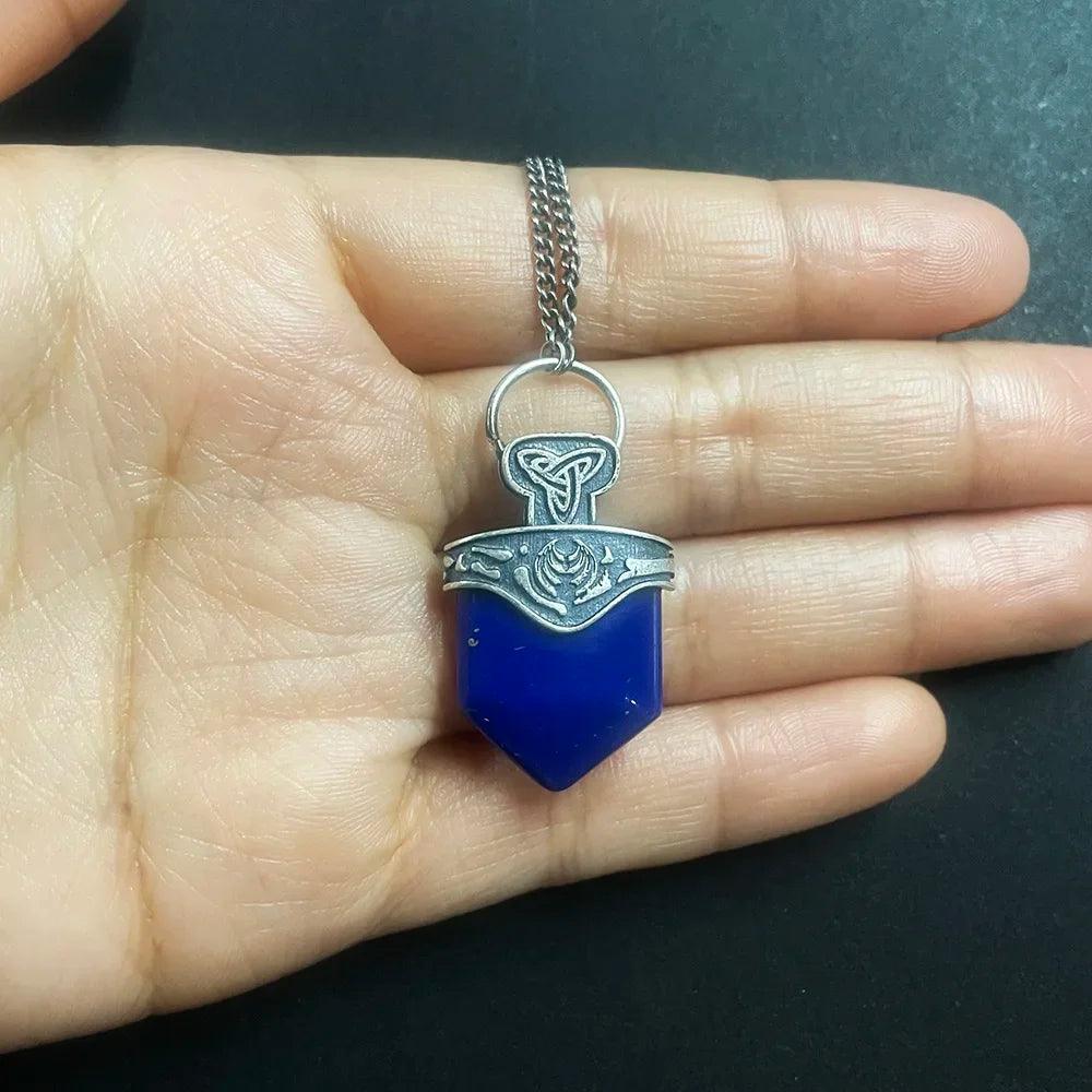 The Vampire Originals Diaries Mikaelson Pendant Necklace 925 Sterling Silver with Natural Lapis Freya's Talisman Inspired Charm - GQTORCH Jewelry