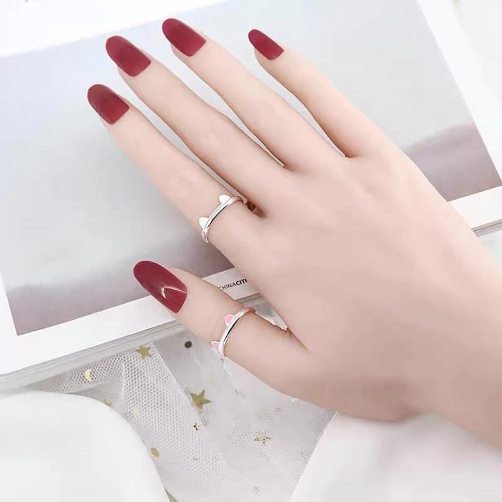 Real Pure 925 Sterling Silver Cute Cat Rings For Women Totoro Open Ring Silver Fashion Jewelry - GQTORCH Jewelry