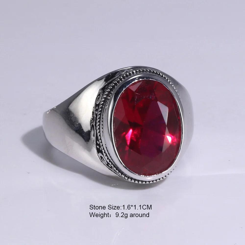 Real 925 Sterling Silver Rings For Women With Zircon Stone Amethyst Ruby Garnet Vintage Thai Silver Flower Engraved Jewelry - GQTORCH Jewelry