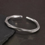 925 Sterling Silver Viking Cuff Bangles for Men and Women Antient Twisted Bracelet Fine Jewelry - GQTORCH Jewelry