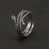 100% 925 Sterling Silver Retro Snake Ring for Women Micro Inlaid Zircon Fashion Animal Rings Punk Party Jewelry Accessories