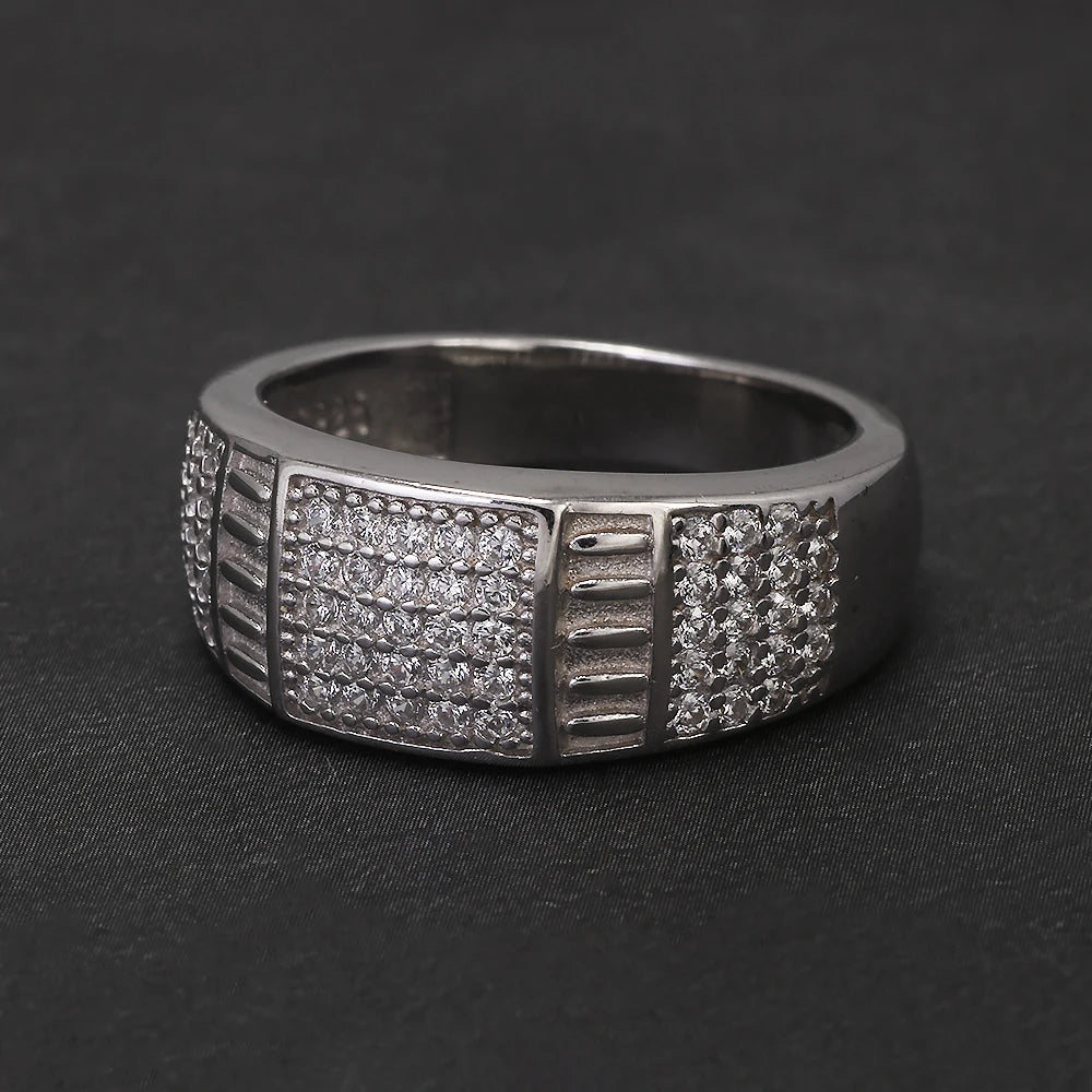 100% Sterling Silver Men Wedding Band Micro Inlaid Zircon Engagement Ring Fashion Eternity Promise Ring Luxury Designer Jewelry