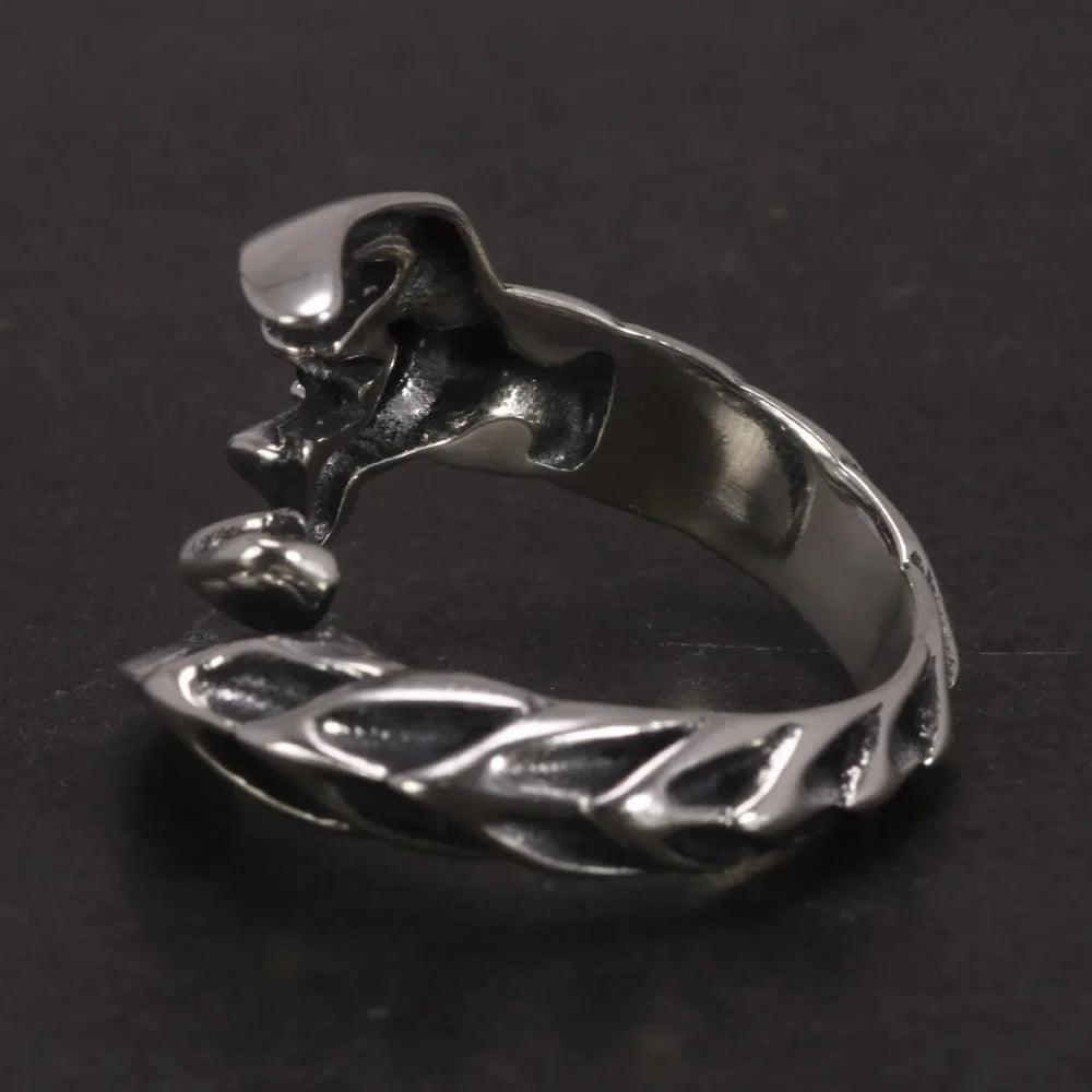 Solid 925 Sterling Silver Jewelry Mens Ring With Garnet Natural Stone Scorpion Male Openning Ring - GQTORCH Jewelry