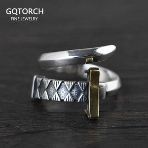 S925 Sterling Silver Vintage Thai Silver Mens Ring Fashion Polishing Sword Silver Ring Punk Jewelry - GQTORCH Jewelry