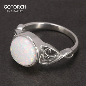 10mm Opal and Natural Lapis Stone 925 Sterling Silver Victorian Style Solitaire Ring - GQTORCH Jewelry