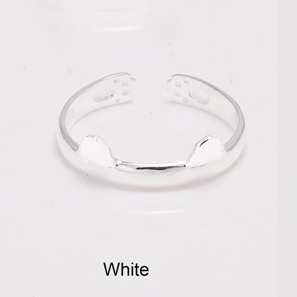 Real Pure 925 Sterling Silver Cute Cat Rings For Women Totoro Open Ring Silver Fashion Jewelry - GQTORCH Jewelry