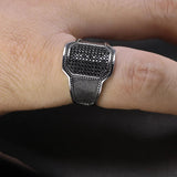 Solid 925 Silver Rings Cool Retro Vintage Turkish Ring Wedding Jewelry For Men Black Zircon Stone Curved Design Comfortable Fits - GQTORCH Jewelry