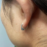 Real 925 Sterling Silver Hoop Earrings With String Ball Retro Antique Style Thai Silver Jewelry For Women Men Cool Fashion - GQTORCH Jewelry