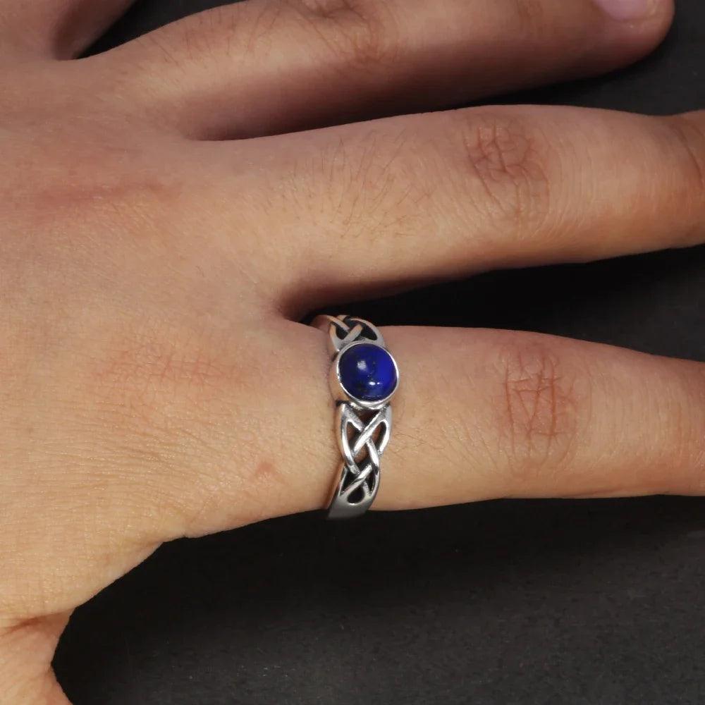 Real 925 Sterling Silver Elena's Daylight Ring Vampire Diaries with Natural Lapis Lazuli Elena Gilbert Inspired TV Show Jewelry - GQTORCH Jewelry