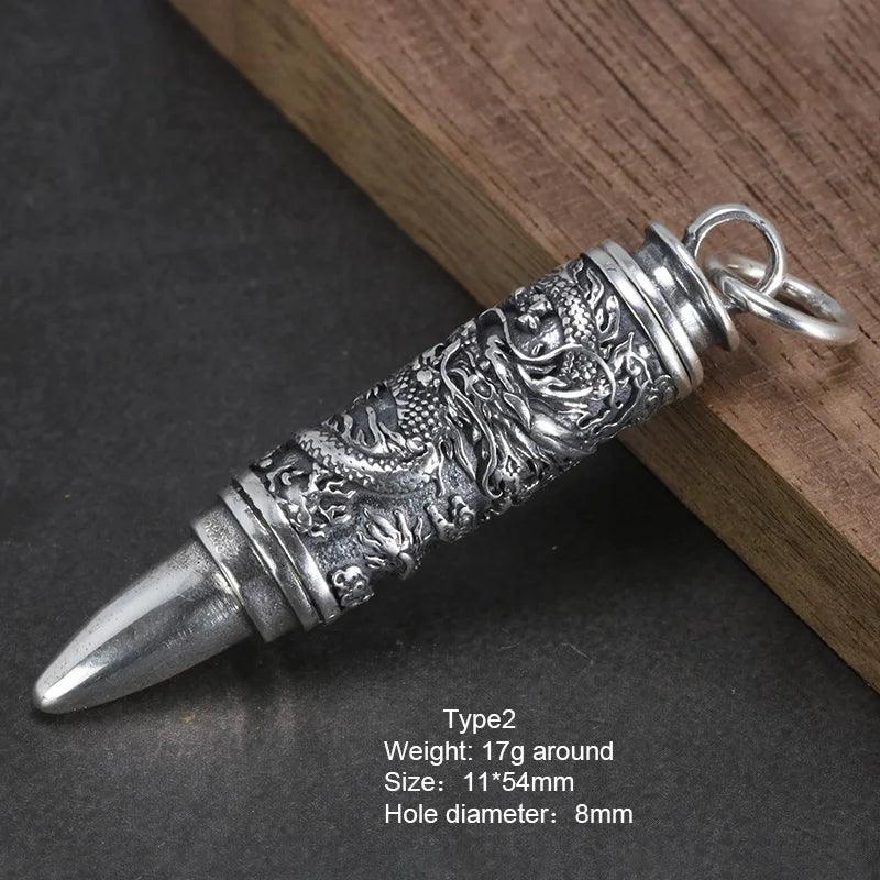 Sterling Silver 925 Dragon Pendant for Men Openable Pendant Fine Jewelry Retro Punk Style - GQTORCH Jewelry