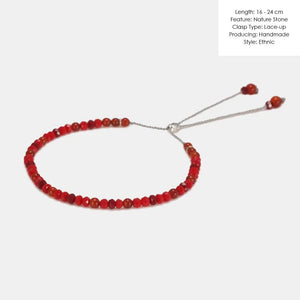 Natural Stone Handmade Strand Bracelet 3mm Red Rope Small Onyx Beads Thin Bracelets For Women 925 Silver Reiki Yoga Jewelry DIY - GQTORCH Jewelry