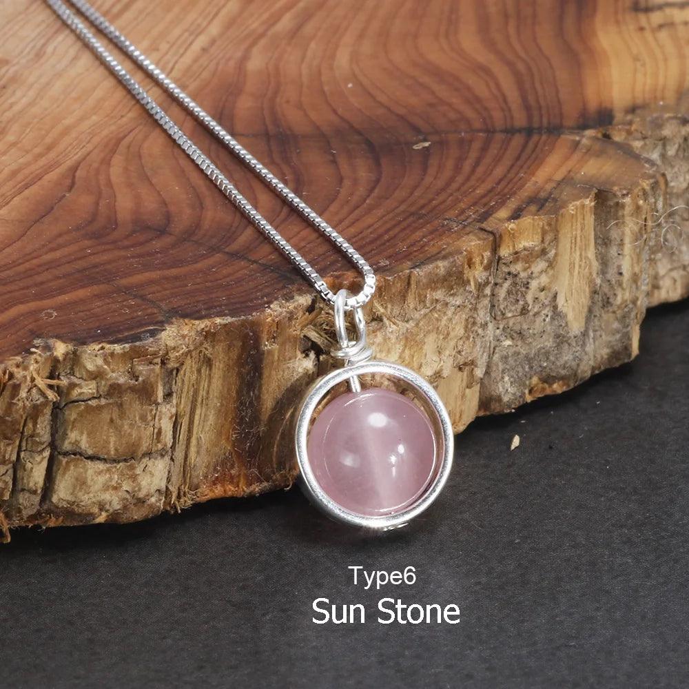 Real Pure 925 Sterling Silver Labradorite Pendant Necklace With Box Chain Simple Elegant Natural Gemstone Collier For Women - GQTORCH Jewelry