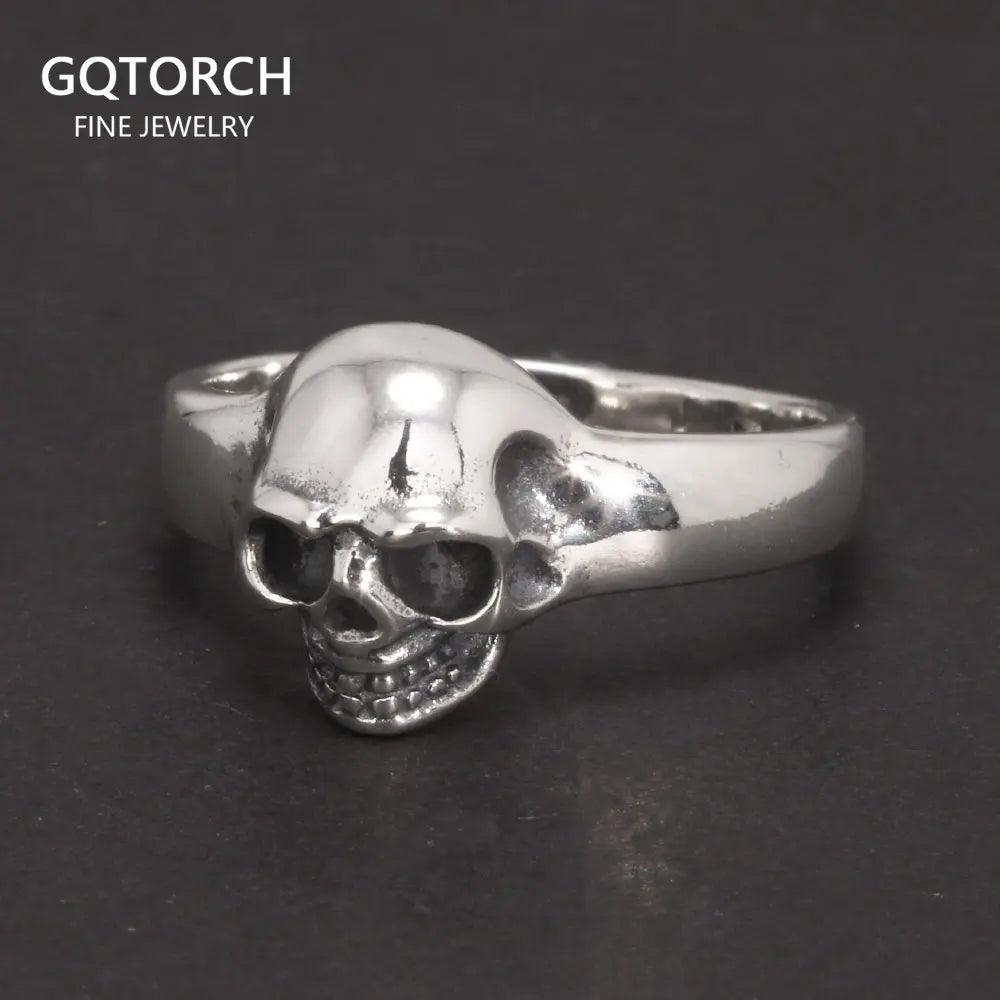 S925 Sterling Silver Vintage Skeleton Ring for Men Skull Punk Hip Hop Rock Ring Retro Simple Style Jewelry - GQTORCH Jewelry