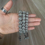 Genuine 990 Silver Buddhist Bracelet Men's Rosary Beads Engraved with Six Words Om Mani Padme Hum Prayer Bungee - GQTORCH Jewelry