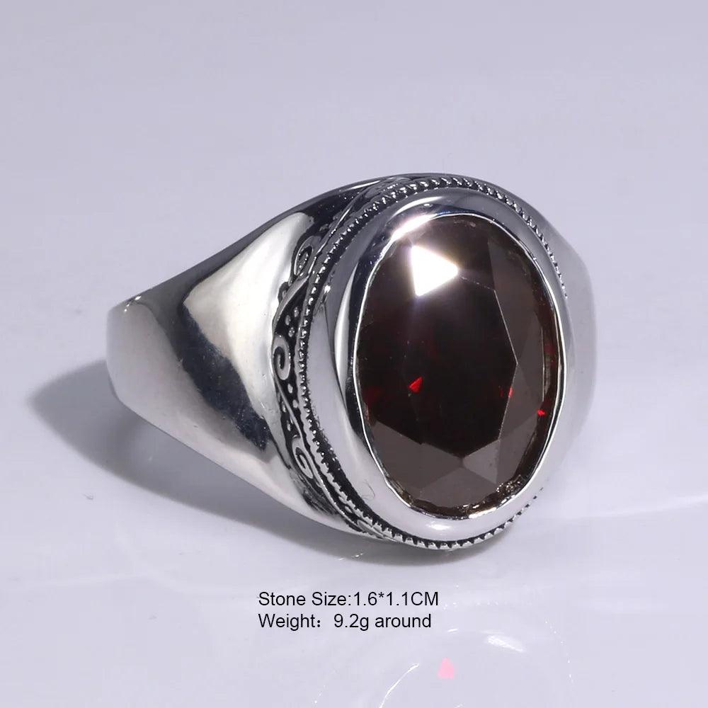 Real 925 Sterling Silver Rings For Women With Zircon Stone Amethyst Ruby Garnet Vintage Thai Silver Flower Engraved Jewelry - GQTORCH Jewelry