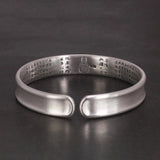 Sanskrit Six Words Bangles For Women And Men 999 Pure Silver Opening Cuff Bracelet Lovers Om Mani Padme Hum Buddhism Jewelry - GQTORCH Jewelry