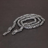 Real Pure 925 Sterling Silver Necklace Men Double Dragon Heads Vintage Handmade Clavicular Chain Necklace Male Viking Jewelry - GQTORCH Jewelry