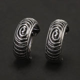 Real 925 Sterling Silver Retro Hoop Earrings for Women Men Geometric Heart Wheat Leaf Whale Vintage Punk Rock Ear Jewelry Gift