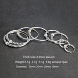 Real 925 Sterling Silver Round Earrings Fashion Hoop Circle Earrings With Coils Beads Handmade Jewelry Accessories - GQTORCH Jewelry
