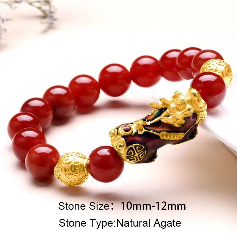 Natural Yellow Tiger Eye Black Onyx Beads Bracelet With Temperature Change Color Lucky Pixiu Brave Troops Fengshui Jewelry - GQTORCH Jewelry