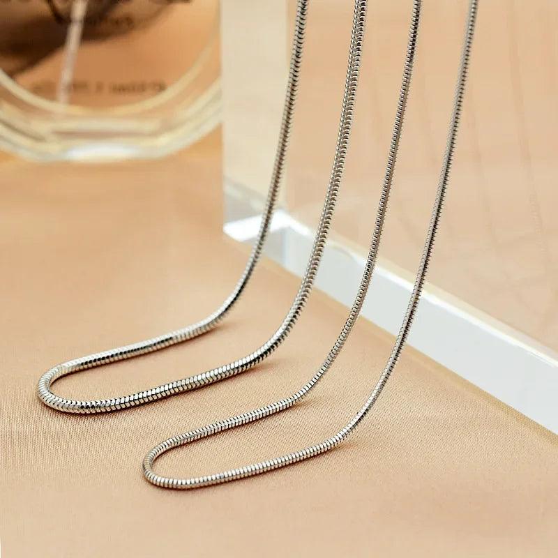 925 Sterling Silver Round And Square Snake Chain Necklace For Men Women Vintage Thai Silver 925 Jewelry Necklaces & Pendants - GQTORCH Jewelry