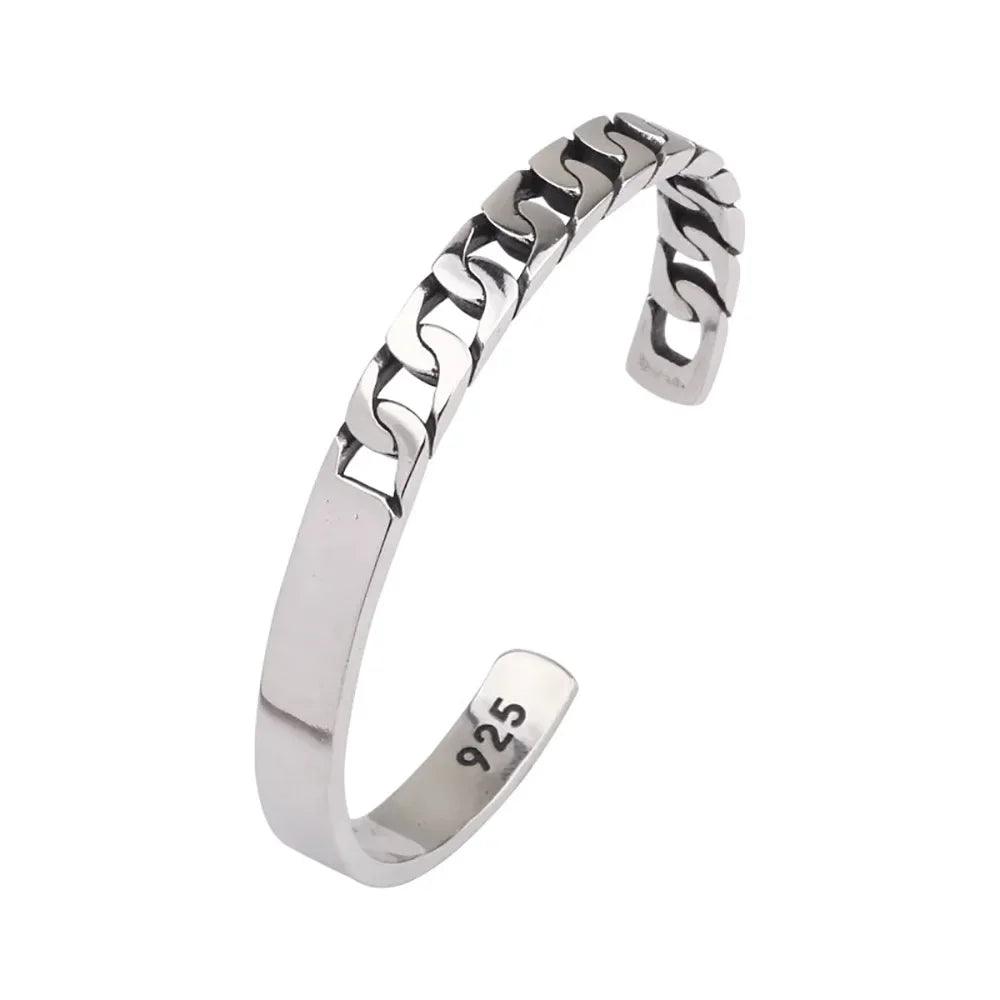Handmade S925 Sterling Silver Bracelet Retro Hollow Weaving Twisted Glossy Bracelet Sterling Silver Jewelry for Men and Women - GQTORCH Jewelry