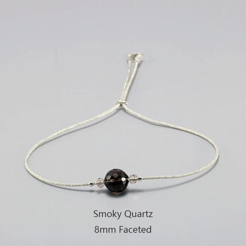 Handmade Moonstone Bracelet Thin Rope With Natural Crystal 925 Sterling Silver Beads Personalized Bracelets For Women - GQTORCH Jewelry