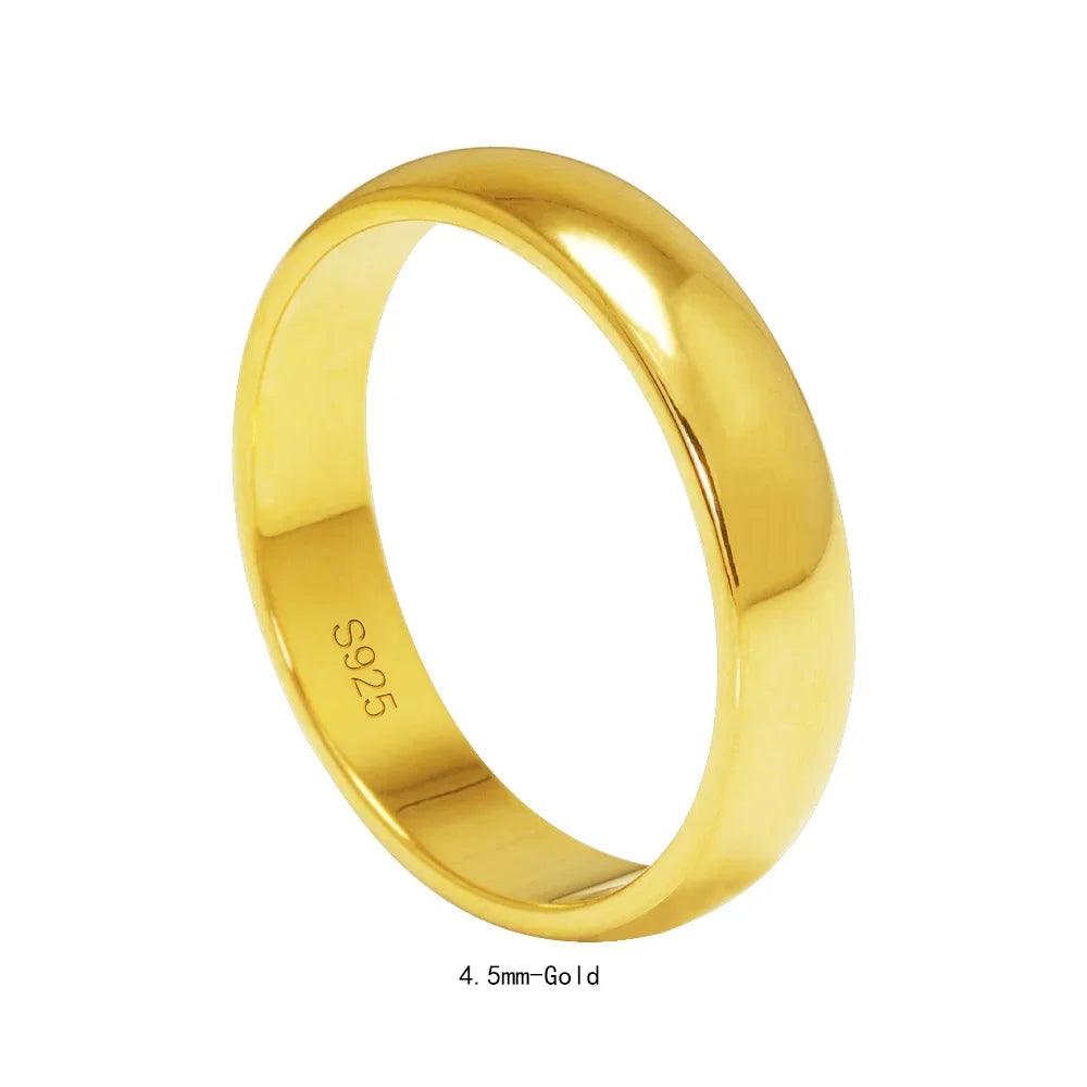 Real Pure 925 Sterling Silver Rings For Women And Men Simple Couple Ring Smooth Wedding Band For Lovers Free Name Engraved - GQTORCH Jewelry