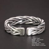 Heavy 999 Sterling Silver Braided Bracelet For Men Retro Solid Thick Handmade Viking Jewelry Opening Adjustable - GQTORCH Jewelry