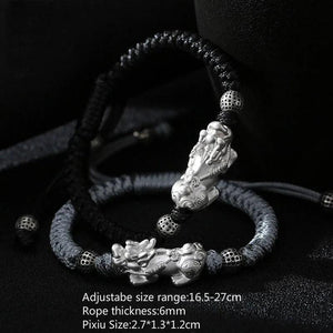 Wholesale Red String Pure Silver Jewelry 999 Pixiu 3D Sterling Silver Bracelet - GQTORCH Jewelry