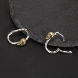S925 Sterling Silver Skull Gold Plated Hoop Earrings Vintage Punk Earrings Men and Women Jewelry - GQTORCH Jewelry