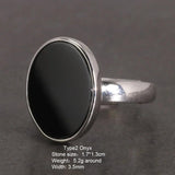 Real 925 Sterling Silver Ring Simple Round Ring Turkish Black Onyx Shell Minimalist Adjustable Jewelry for Men and Women - GQTORCH Jewelry