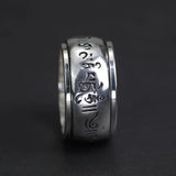 Real 990 Sterling Silver Mantra Rings Rotatable Shifting Lucky Tibetan Six Words Om Mani Padme Hum Buddha Ring For Men And Women - GQTORCH Jewelry
