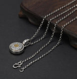 Real 925 Sterling Silver Six True Words Mantra Pendant Necklace Om Mani Padme Hum Rotatable Lucky Retro Religious Jewelry - GQTORCH Jewelry