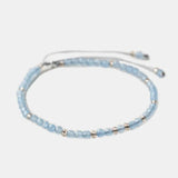 Small Beads Bracelets For Women Handmade Sea Blue Natural Stone 925 Sterling Silver Friendship Adjustable Beaded String - GQTORCH Jewelry