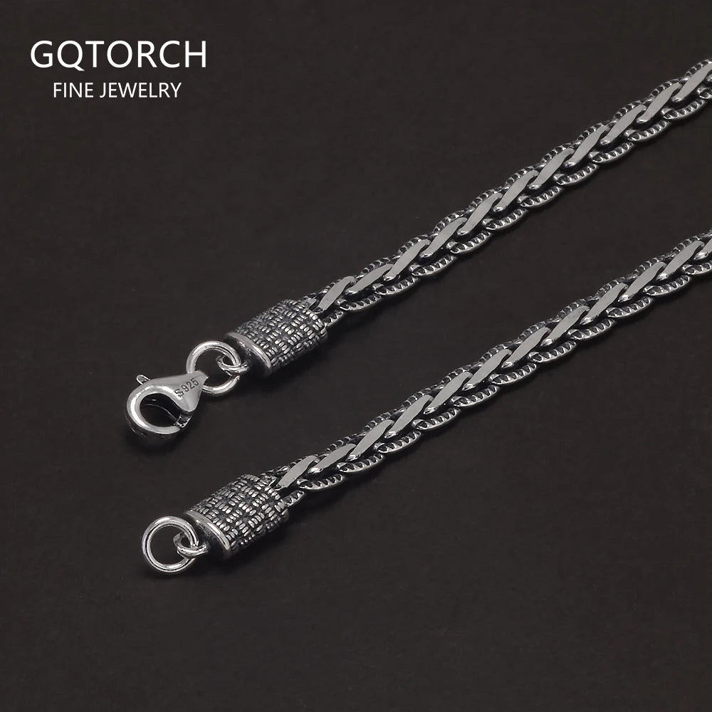 New Fashion 925 Sterling Silver Cuban Link Chain Bracelet Necklace for Men Women 4mm Wide Punk Retro Trending Party Jewelry