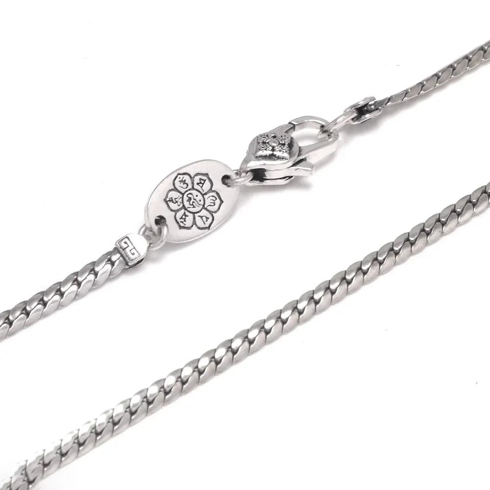S925 Sterling Silver Vajry Pestle 3mm Whip Rope Men Necklace Punk Rock Style Cool Fashion Long Necklace - GQTORCH Jewelry