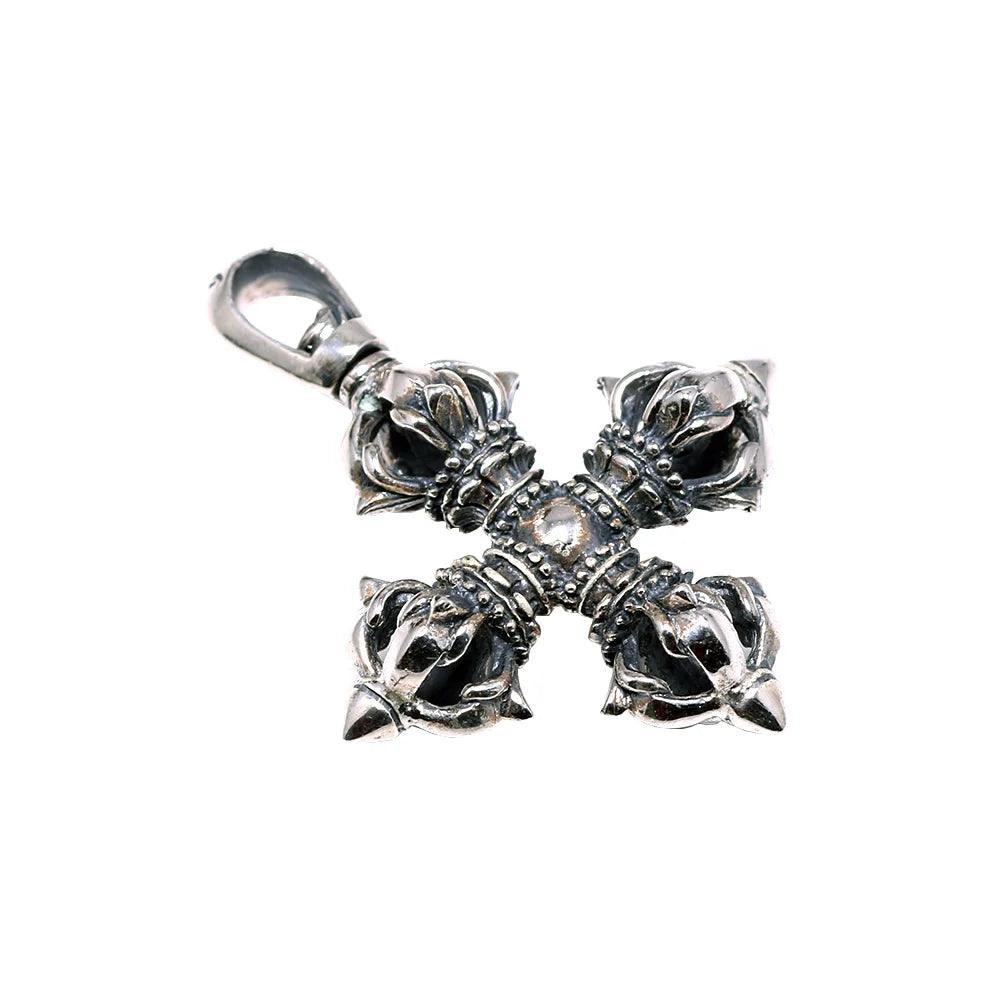 925 Sterling Silver Pendant Cross Vajra Sweater Chain Pendant For Men And Women Buddha Jewelry - GQTORCH Jewelry