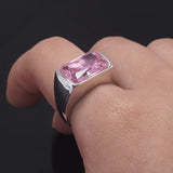 925 Sterling Silver Gemstone Signet Ring for Women 18k Gold Plated Citrine Pink Quartz Simple Fashion Party Jewelry Accessories