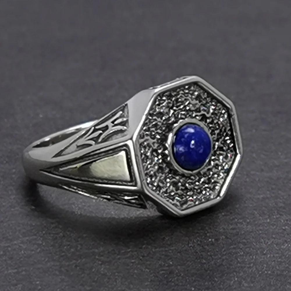 The Originals 925 Sterling Silver Vampire Rings With Natural Lapis Lazuli Stone Damon Stefan's Elija Klaus Rebeka Mikaelson - GQTORCH Jewelry